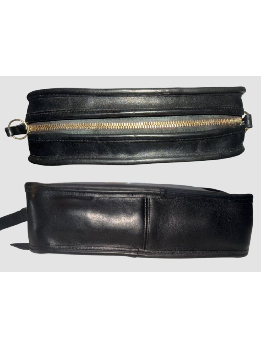 VTG Coach Camera Bag 9760 Black Leather Brass Crossbody Mid-80s NYC + Hang Tag - Picture 5 of 9